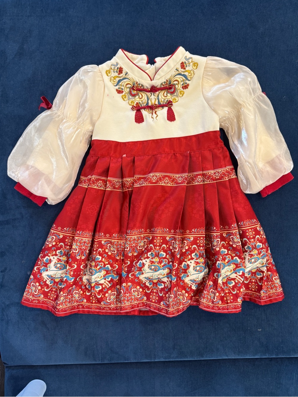 Transitional Chinese Toddler girl outfit horse face dress 马面裙 size 4T / 110cm